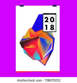 Abstract Colorful Geometric Calendar Cover Design Template. Trendy and Colorful Background Poster Design for New Year. 
