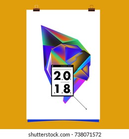 Abstract Colorful Geometric Calendar Cover Design Template. Trendy and Colorful Background Poster Design for New Year. 