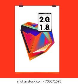 Abstract Colorful Geometric Calendar Cover Design Template. Trendy and Colorful Background Poster Design for New Year. 