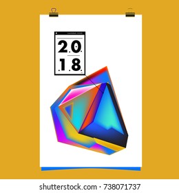Abstract Colorful Geometric Calendar Cover Design Template. Trendy and Colorful Background Poster Design for New Year. 