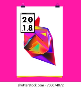 Abstract Colorful Geometric Calendar Cover Design Template. Trendy and Colorful Background Poster Design for New Year. 