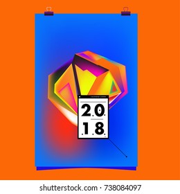 Abstract Colorful Geometric Calendar Cover Design Template. Trendy and Colorful Background Poster Design for New Year. 
