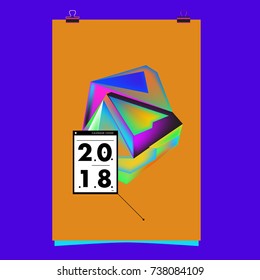 Abstract Colorful Geometric Calendar Cover Design Template. Trendy and Colorful Background Poster Design for New Year. 