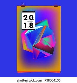 Abstract Colorful Geometric Calendar Cover Design Template. Trendy and Colorful Background Poster Design for New Year. 