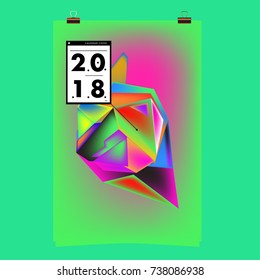 Abstract Colorful Geometric Calendar Cover Design Template. Trendy and Colorful Background Poster Design for New Year. 