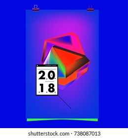 Abstract Colorful Geometric Calendar Cover Design Template. Trendy and Colorful Background Poster Design for New Year. 