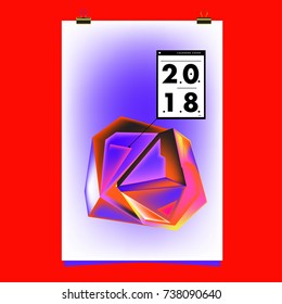 Abstract Colorful Geometric Calendar Cover Design Template. Trendy and Colorful Background Poster Design for New Year. 