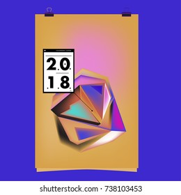 Abstract Colorful Geometric Calendar Cover Design Template. Trendy and Colorful Background Poster Design for New Year. 