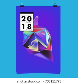 Abstract Colorful Geometric Calendar Cover Design Template. Trendy and Colorful Background Poster Design for New Year. 