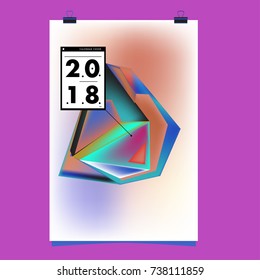 Abstract Colorful Geometric Calendar Cover Design Template. Trendy and Colorful Background Poster Design for New Year. 