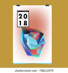 Abstract Colorful Geometric Calendar Cover Design Template. Trendy and Colorful Background Poster Design for New Year. 