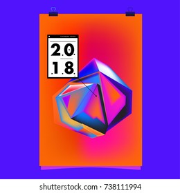 Abstract Colorful Geometric Calendar Cover Design Template. Trendy and Colorful Background Poster Design for New Year. 