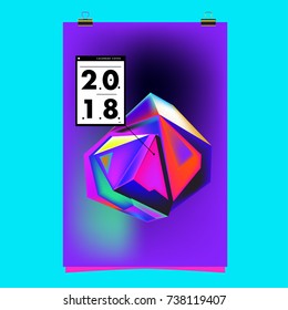 Abstract Colorful Geometric Calendar Cover Design Template. Trendy and Colorful Background Poster Design for New Year. 