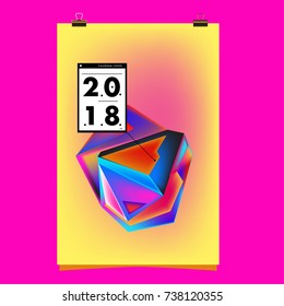 Abstract Colorful Geometric Calendar Cover Design Template. Trendy and Colorful Background Poster Design for New Year. 