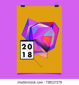 Abstract Colorful Geometric Calendar Cover Design Template. Trendy and Colorful Background Poster Design for New Year. 