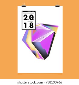 Abstract Colorful Geometric Calendar Cover Design Template. Trendy and Colorful Background Poster Design for New Year. 