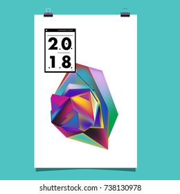 Abstract Colorful Geometric Calendar Cover Design Template. Trendy and Colorful Background Poster Design for New Year. 