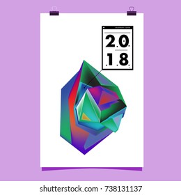 Abstract Colorful Geometric Calendar Cover Design Template. Trendy and Colorful Background Poster Design for New Year. 