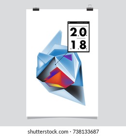 Abstract Colorful Geometric Calendar Cover Design Template. Trendy and Colorful Background Poster Design for New Year. 