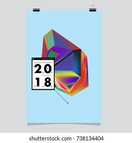 Abstract Colorful Geometric Calendar Cover Design Template. Trendy and Colorful Background Poster Design for New Year. 