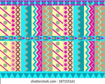 Abstract colorful geometric cheerful seamless pattern wallpaper background