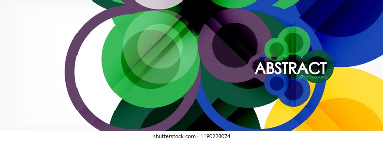 Composición geométrica coloreada abstracta - fondo de círculo multicolor, ilustración vectorial