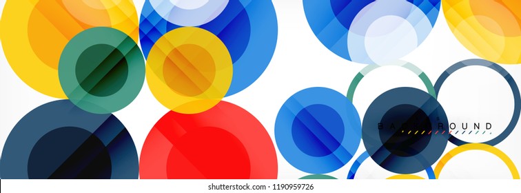 Composición geométrica coloreada abstracta - fondo de círculo multicolor, ilustración vectorial