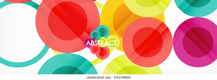 Composición geométrica coloreada abstracta - fondo de círculo multicolor, ilustración vectorial