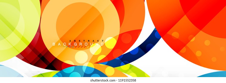 Composición geométrica coloreada abstracta - fondo de círculo multicolor, ilustración vectorial