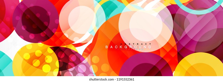 Composición geométrica coloreada abstracta - fondo de círculo multicolor, ilustración vectorial