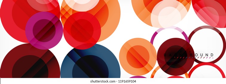 Composición geométrica coloreada abstracta - fondo de círculo multicolor, ilustración vectorial
