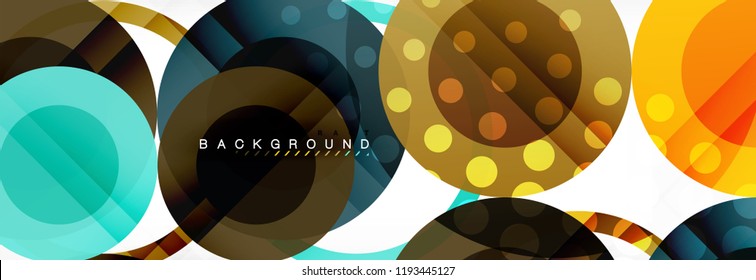 Composición geométrica coloreada abstracta - fondo de círculo multicolor, ilustración vectorial