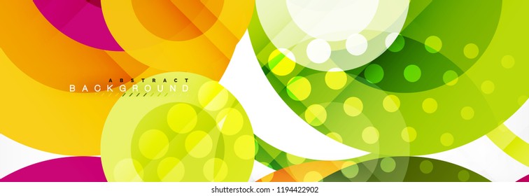 Composición geométrica coloreada abstracta - fondo de círculo multicolor, ilustración vectorial