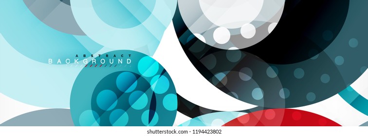 Composición geométrica coloreada abstracta - fondo de círculo multicolor, ilustración vectorial