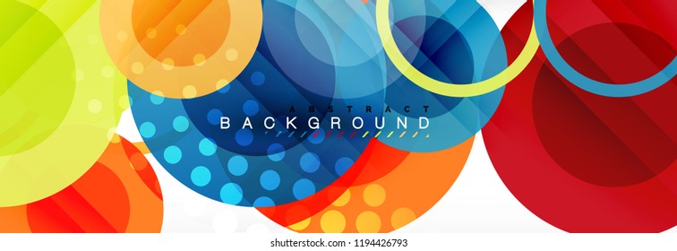 Composición geométrica coloreada abstracta - fondo de círculo multicolor, ilustración vectorial