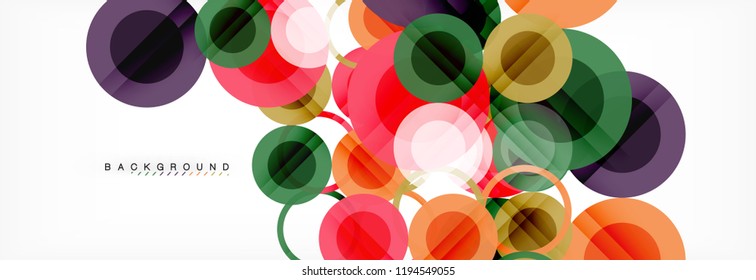 Composição geométrica colorida abstrata - fundo de círculo multicolorido, ilustração vetorial