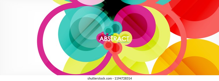 Composición geométrica coloreada abstracta - fondo de círculo multicolor, ilustración vectorial