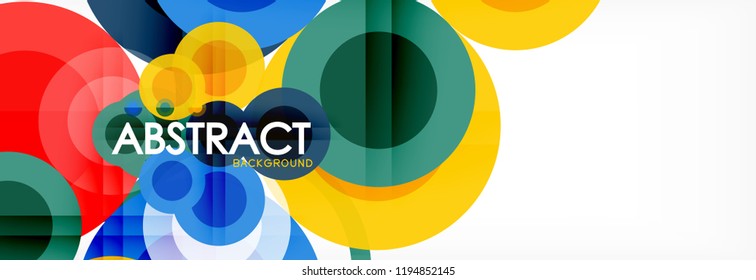 Composición geométrica coloreada abstracta - fondo de círculo multicolor, ilustración vectorial