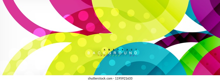 Composición geométrica coloreada abstracta - fondo de círculo multicolor, ilustración vectorial