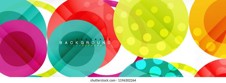 Composición geométrica coloreada abstracta - fondo de círculo multicolor, ilustración vectorial