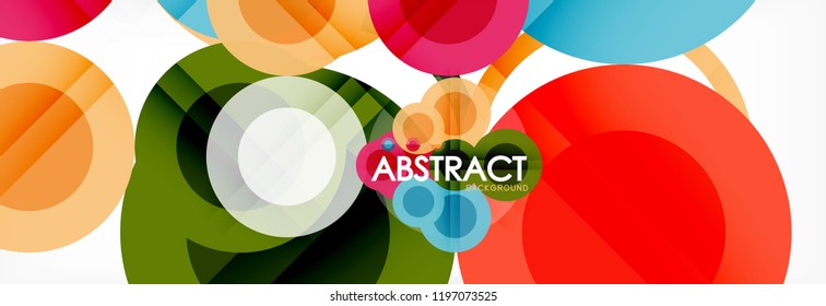 Composición geométrica coloreada abstracta - fondo de círculo multicolor, ilustración vectorial