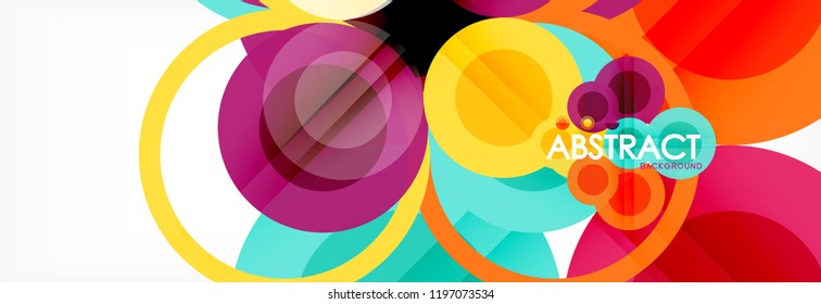 Composición geométrica coloreada abstracta - fondo de círculo multicolor, ilustración vectorial