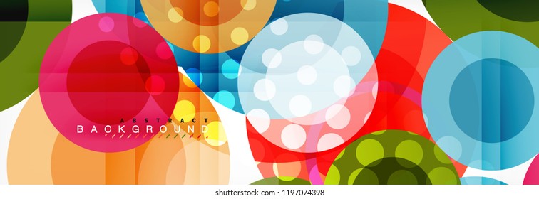 Composición geométrica coloreada abstracta - fondo de círculo multicolor, ilustración vectorial