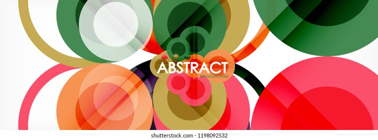 Composición geométrica coloreada abstracta - fondo de círculo multicolor, ilustración vectorial