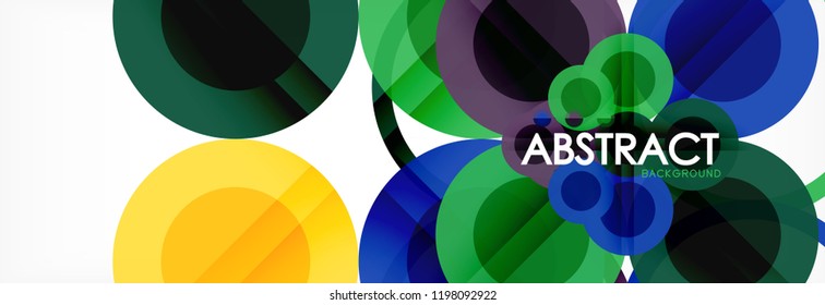Composición geométrica coloreada abstracta - fondo de círculo multicolor, ilustración vectorial