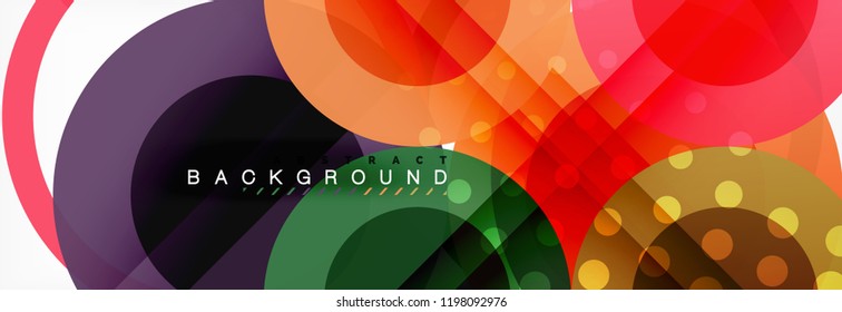 Composición geométrica coloreada abstracta - fondo de círculo multicolor, ilustración vectorial