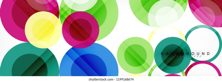 Composición geométrica coloreada abstracta - fondo de círculo multicolor, ilustración vectorial