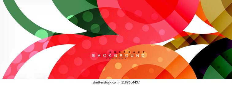 Composición geométrica coloreada abstracta - fondo de círculo multicolor, ilustración vectorial