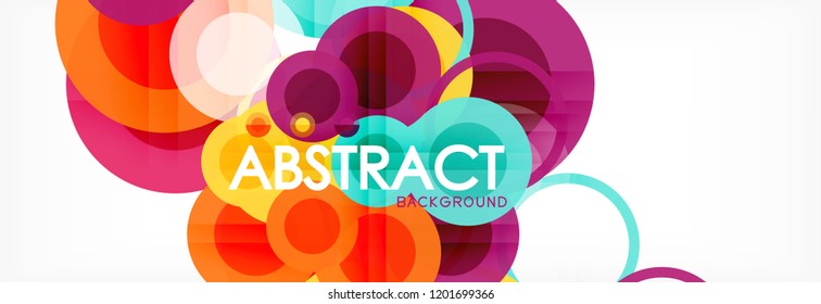 Composición geométrica coloreada abstracta - fondo de círculo multicolor, ilustración vectorial