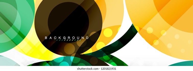 Composición geométrica coloreada abstracta - fondo de círculo multicolor, ilustración vectorial